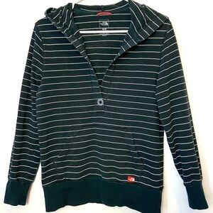 The North Face Women's Lightweight Sweatshirt Hoodie Black White Stripes